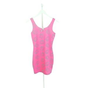 Shein X Hello Kitty Mini Slip Dress XS Pink White Print Sleeveless Ruffle Trim